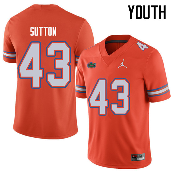 Jordan Brand Youth #43 Nicolas Sutton Florida Gators College Football Jerseys Sale-Orange - Click Image to Close